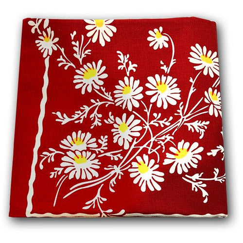 Reproduction Vintage 100% Cotton 60 Inch Square Retro Style Tablecloth - Darling Daisies Floral Pattern