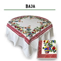 Vintage Baja tropical cotton tablecloth, 60-inch square, 1940s reproduction, silk screen printed