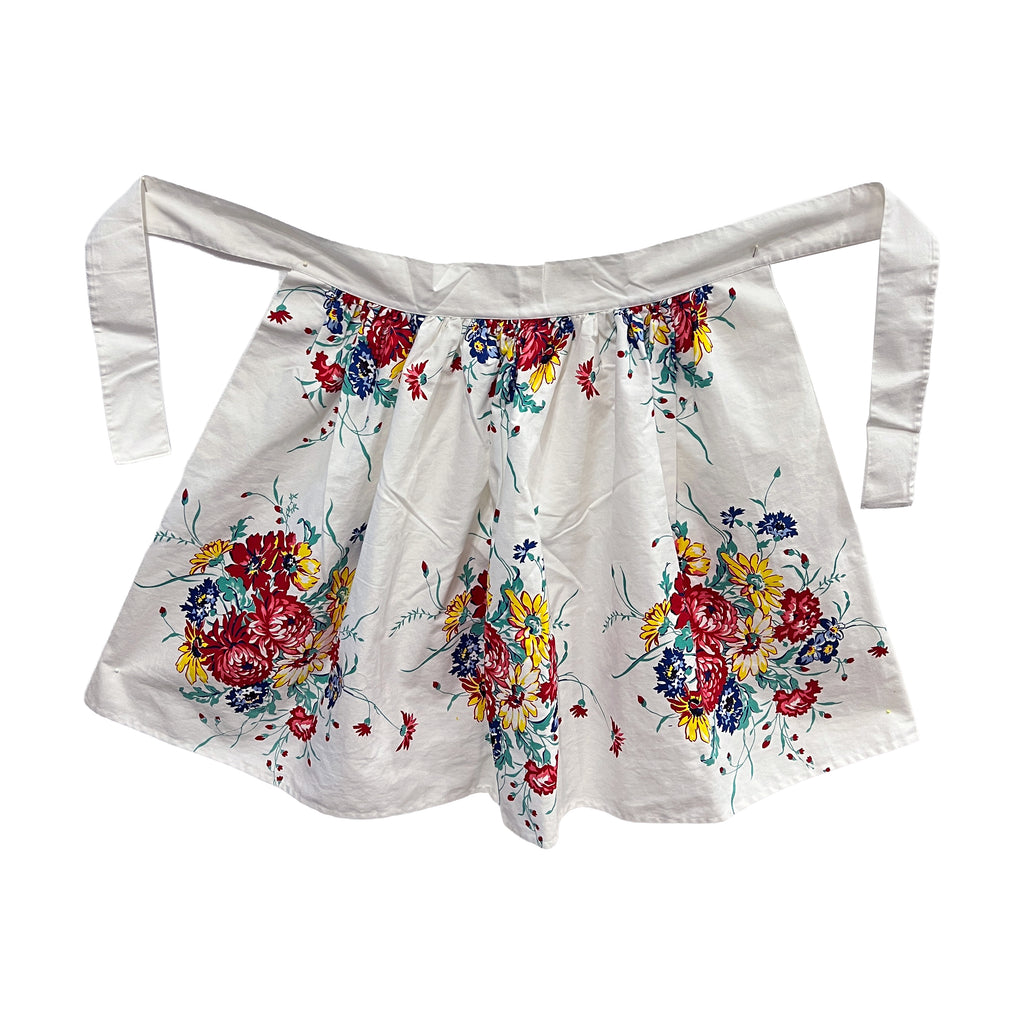 Bouquet Vintage Tablecloth Cotton Half Apron