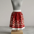 Daisies in Red Vintage Tablecloth Cotton Half Apron
