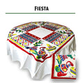 Vintage Mexican fiesta cotton tablecloth, 60-inch square, 1940s reproduction, silk screen printed
