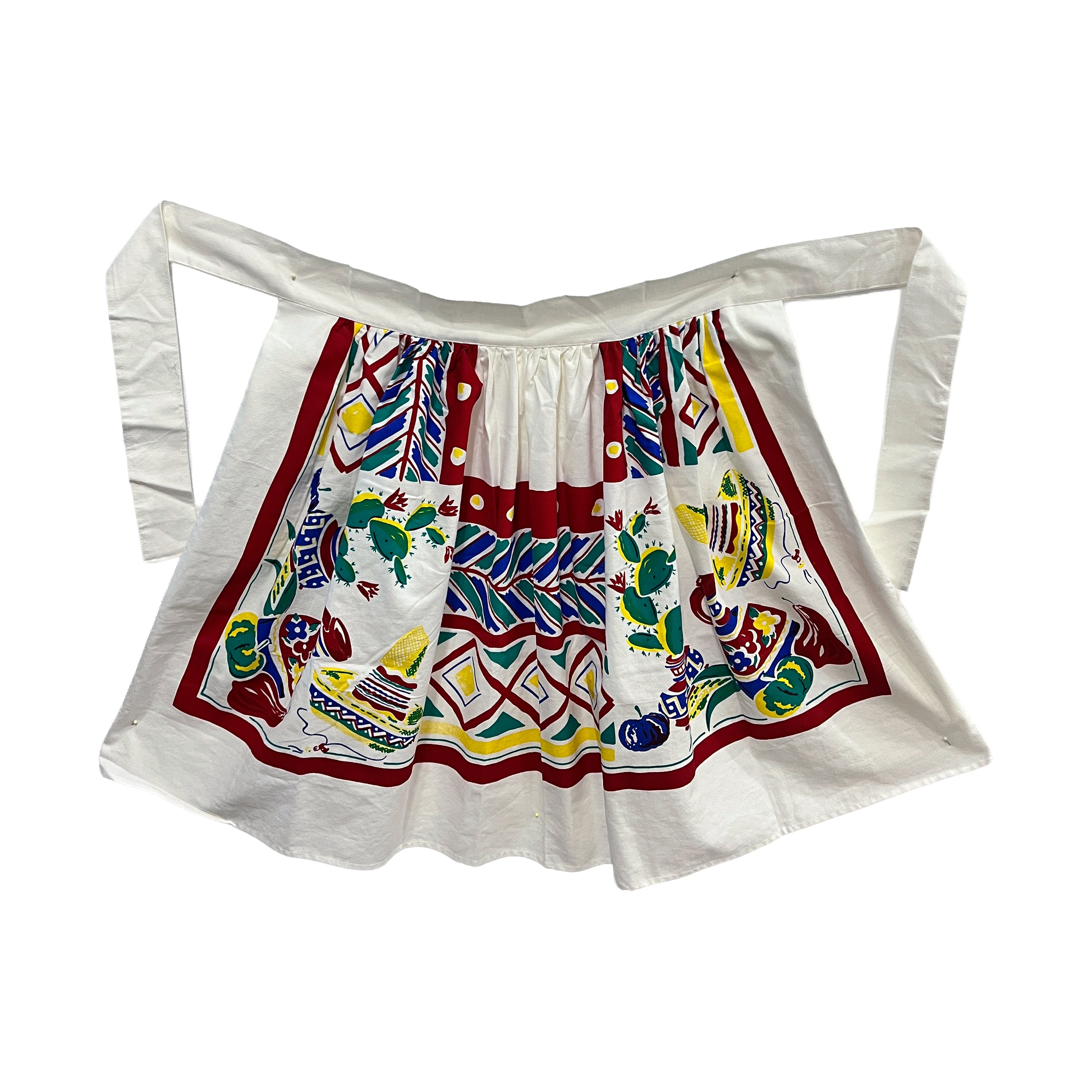 Fiesta Vintage Tablecloth Cotton Half Apron