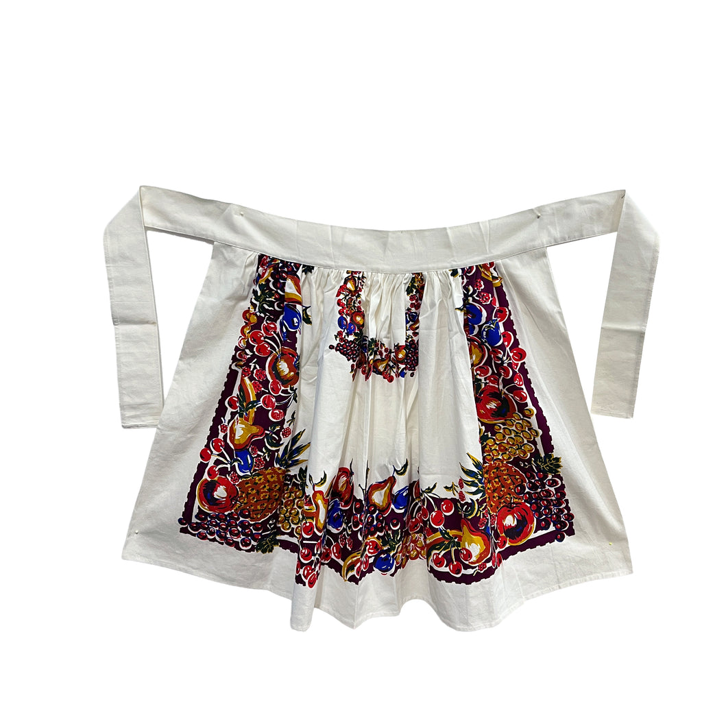 Fruit Cocktail Vintage Tablecloth Cotton Half Apron