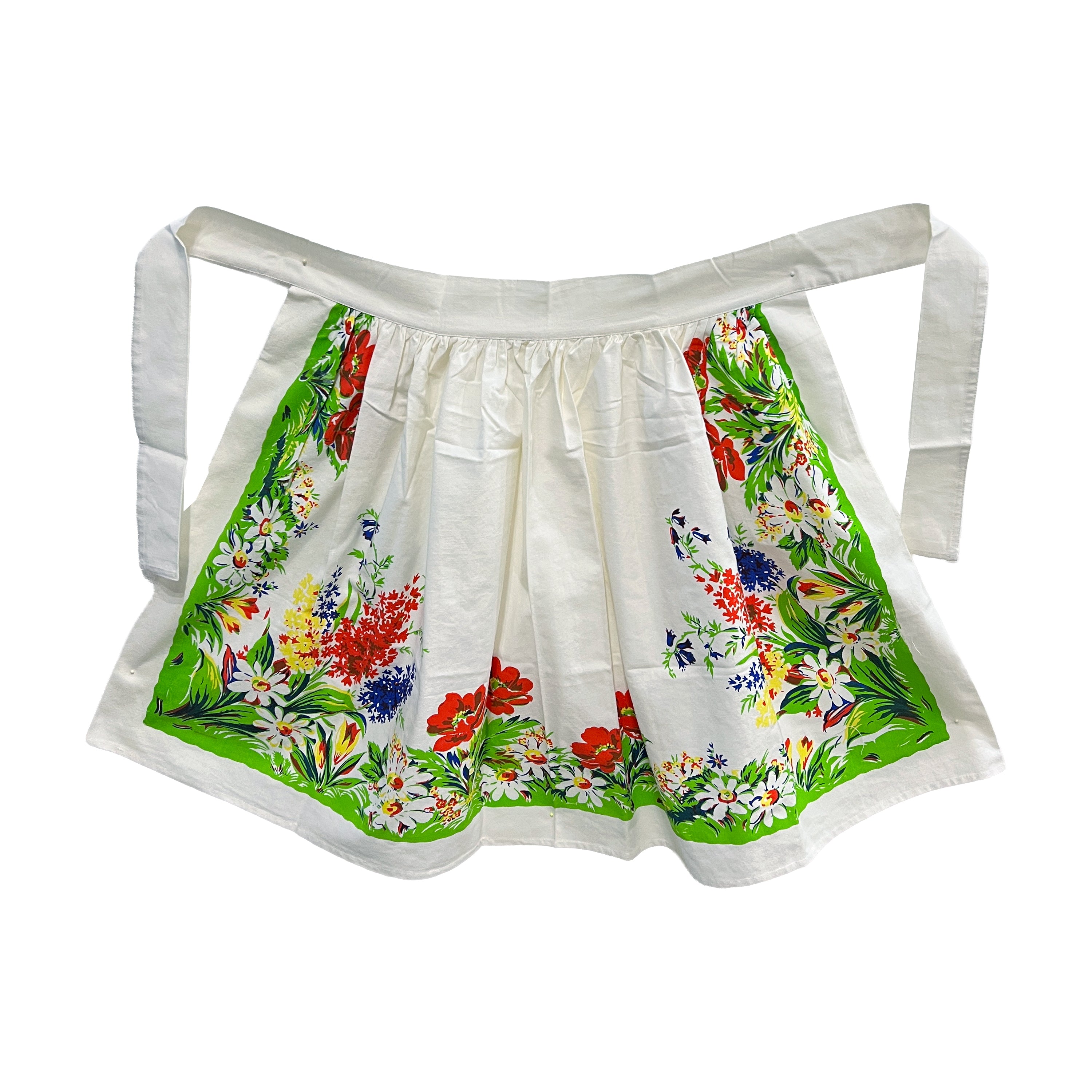 Meadow Vintage Tablecloth Cotton Half Apron