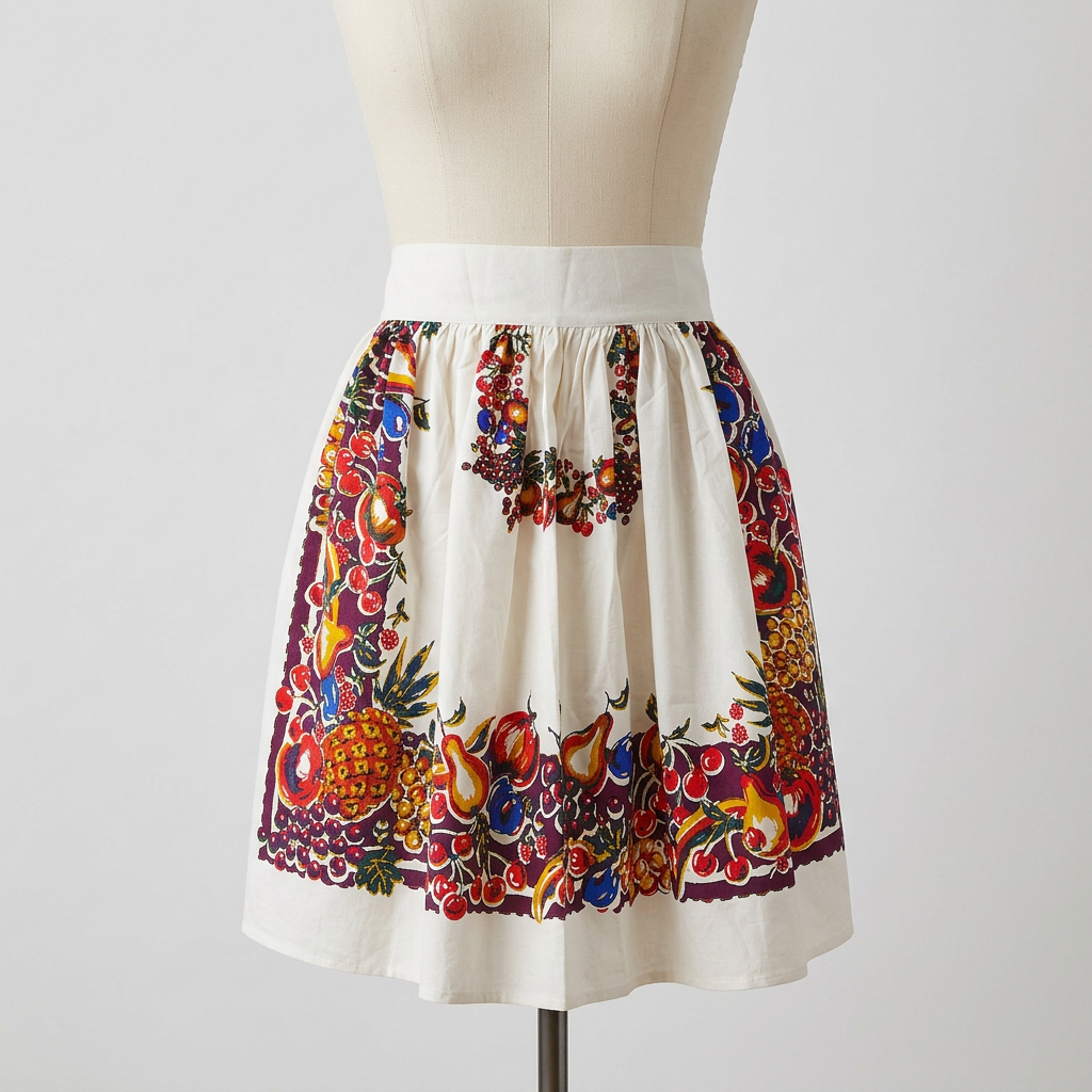 Fruit Cocktail Vintage Tablecloth Cotton Half Apron